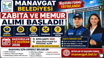 Manavgat Belediyesi Memur ve Zabıta Alımı Başladı! Başvuru Formu Yayımlandı, KPSS ile Personel Alınacak