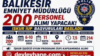 Balıkesir Emniyet Müdürlüğü 200 Personel Alımı Yapacak! İŞKUR İUP Başvuruları Başladı
