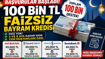 100 Bin TL Faizsiz Bayram Kredisi Başvuruları Başladı! İşte Sıfır Faizli Kredi Veren Bankalar ve Tüm Detaylar
