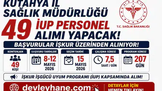 Kütahya İl Sağlık Müdürlüğü 49 İUP Personel Alımı Yapacak! Başvurular İŞKUR Üzerinden Alınıyor