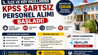 İl, İlçe ve Köy Okullarına KPSS Şartsız Personel Alımı Başladı! İŞKUR Başvuruları Devam Ediyor