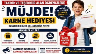 Takdir ve Teşekkür Alan Öğrencilere Müjde! Takdir ve Teşekkür Alan Öğrencilere Karne Hediyesi