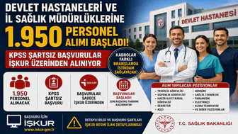 Devlet Hastaneleri ve İl Sağlık Müdürlüklerine 1.950 Personel Alımı Başladı! KPSS Şartsız Başvurular İŞKUR Üzerinden Alınıyor
