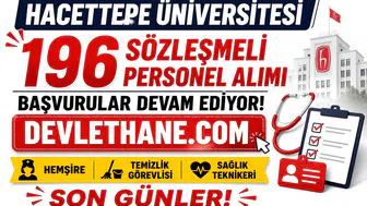 Hacettepe Üniversitesi 196 Sözleşmeli Personel Alımı Başvuruları Devam Ediyor! Hemşire, Temizlik Görevlisi ve Sağlık Teknikeri Alımı İçin Son Günler