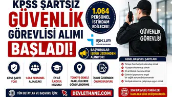 KPSS Şartsız Güvenlik Görevlisi Alımı Başladı! İŞKUR'dan 1.064 Personel İstihdam Edilecek