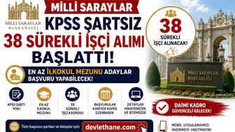 Milli Saraylar KPSS Şartsız 38 Sürekli İşçi Alımı Başlattı! En Az İlkokul Mezunu Adaylar Başvuru Yapabilecek