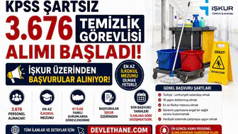 KPSS Şartsız 3.676 Temizlik Görevlisi Alımı Başladı! İŞKUR Üzerinden Başvurular Alınıyor