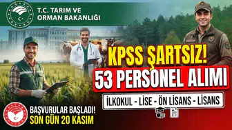 Tarım ve Orman Bakanlığı KPSS Şartsız 53 Personel Alacak: İlkokul, Lise, Ön Lisans ve Lisans Kadroları Açıldı
