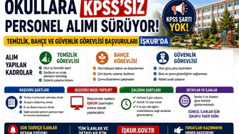 Okullara KPSS’siz Personel Alımı Sürüyor: Temizlik, Bahçe ve Güvenlik Görevlisi Başvuruları İŞKUR’da