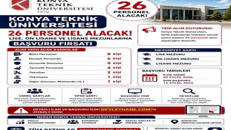 Konya Teknik Üniversitesi 26 Personel Alacak: Lise, Ön Lisans ve Lisans Mezunlarına Başvuru Fırsatı