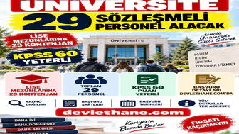 Üniversite 29 Sözleşmeli Personel Alacak: Lise Mezunlarına 23 Kontenjan, KPSS 60 Yeterli