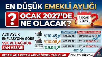 En düşük emekli aylığı Ocak 2027'de ne olacak? Altı aylık enflasyona göre SSK ve Bağ-Kur zam hesabı