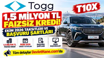 Togg T10X Alacaklara 1,5 Milyon TL Faizsiz Kredi! Ekim 2026 Taksitleri ve Başvuru Şartları