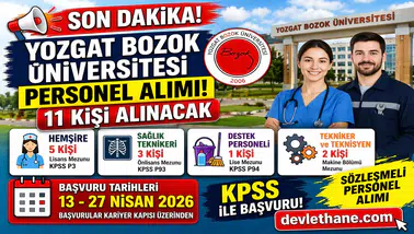 Yozgat Bozok Üniversitesi 11 Personel Alımı Yapacak! Başvurular Başladı