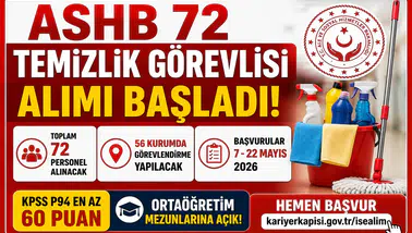 ASHB 72 Temizlik Görevlisi Alımı Başladı! 56 Kurumda Personel İstihdamı Yapılacak: Başvuru Şartları ve Kontenjanlar Açıklandı
