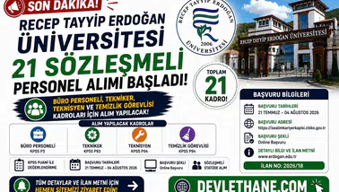 Recep Tayyip Erdoğan Üniversitesi 21 Sözleşmeli Personel Alımı Başladı! Büro Personeli, Tekniker, Teknisyen ve Temizlik Görevlisi Alınacak