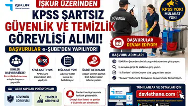 İŞKUR Üzerinden KPSS Şartsız Güvenlik ve Temizlik Görevlisi Alımı! Başvurular e-Şube’den Yapılıyor