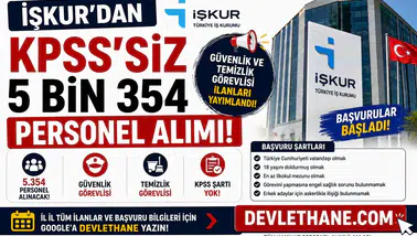 İŞKUR’dan KPSS’siz 5 Bin 354 Personel Alımı! Güvenlik ve Temizlik Görevlisi İlanları Yayımlandı