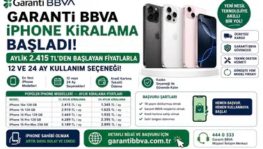 Garanti BBVA iPhone Kiralama Başladı: Aylık 2.415 TL’den Başlayan Fiyatlarla 12 ve 24 Ay Kullanım