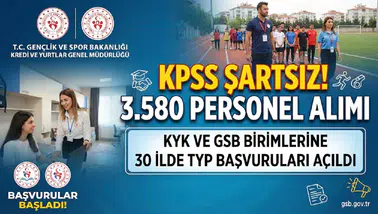 KYK ve GSB Birimlerine KPSS Şartsız 3.580 Personel Alımı: 30 İlde TYP Başvuruları Açıldı