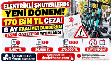 Elektrikli Skuterlerde Yeni Dönem Başladı! 170 Bin TL Ceza ve 6 Ay Faaliyet Durdurma Kararı Resmî Gazete'de