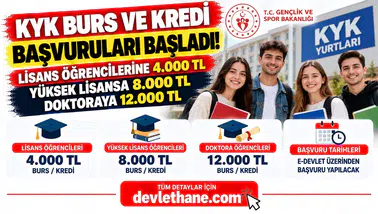 KYK Burs ve Kredi Başvuruları Başladı! Lisans Öğrencilerine 4.000 TL, Yüksek Lisansa 8.000 TL, Doktoraya 12.000 TL