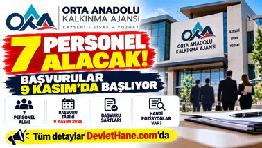 Orta Anadolu Kalkınma Ajansı 7 personel alacak: Başvurular 9 Kasım'da başlıyor