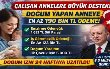 Çalışan Annelere 190 Bin TL Destek! Yeni Doğum Ödenekleri ve İzin Süreleri Detaylarıyla Açıklandı