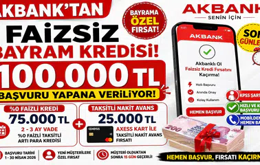 Akbank’tan Faizsiz 100 Bin TL Bayram Kredisi! Mobil Başvuru ile Anında Fırsat