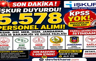 KPSS’siz Dev Alım Başladı! ASHB, DSİ, MEB, OGM, Jandarma ve Sağlık Bakanlığı 5578 İUP Personel Alımı Yapıyor