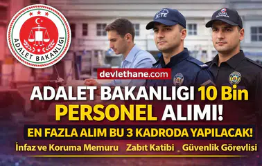 Adalet Bakanlığı 10 Bin Personel Alımı Başlıyor! En Çok Alım Bu 3 Kadroya