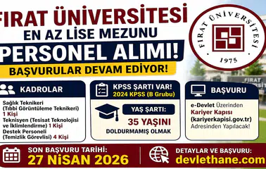 Fırat Üniversitesi Personel Alımı Başvuruları Sürüyor! En Az Lise Mezunu Adaylar Dikkat