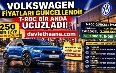 Volkswagen Fiyatları Güncellendi! T-Roc’ta 250 Bin TL İndirim Şoku