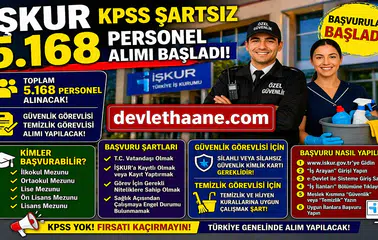 İŞKUR KPSS Şartsız 5.168 Personel Alımı Başladı! Güvenlik ve Temizlik Görevlisi Alınacak