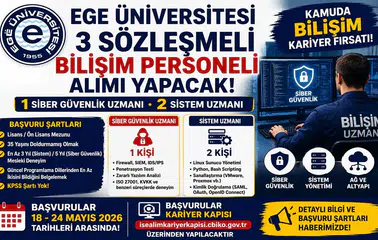 Ege Üniversitesi 3 Sözleşmeli Bilişim Personeli Alımı Yapacak! Siber Güvenlik Uzmanı ve Sistem Uzmanı Alınacak