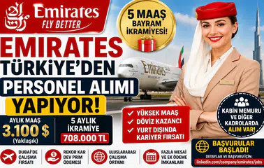 Emirates Türkiye’den Personel Alımı Yapıyor! 5 Maaş Bayram İkramiyesi Duyuruldu