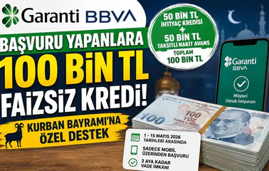 Garanti BBVA’dan Kurban Bayramı Öncesi 100 Bin TL Faizsiz Kredi Desteği! Başvuru Şartları ve Detaylar Açıklandı