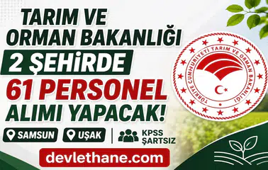 Tarım ve Orman Bakanlığı KPSS Şartsız 61 Personel Alımı Yapacak! İŞKUR İUP Başvuruları Başladı