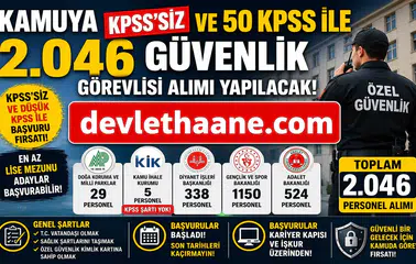 Kamuya 2 Bin 46 Güvenlik Görevlisi Alımı Başladı: KPSS’siz ve 50 KPSS ile Başvuru Fırsatı