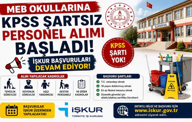 MEB Okullarına KPSS Şartsız Personel Alımı Başladı! İŞKUR Başvuruları Alınıyor