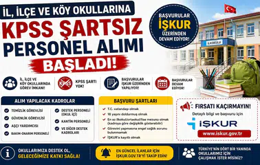 İl, İlçe ve Köy Okullarına KPSS Şartsız Personel Alımı Başladı! İŞKUR Başvuruları Devam Ediyor