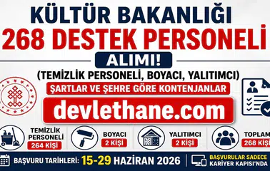 Kültür ve Turizm Bakanlığı 268 Destek Personeli Alımı Başlıyor! KPSS 60 Puanla Temizlik Görevlisi, Boyacı ve Yalıtımcı Alınacak
