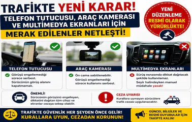 Telefon Tutucusu, Araç Kamerası ve Multimedya Ekranları İçin Yeni Karar! Trafikte Merak Edilenler Netleşti