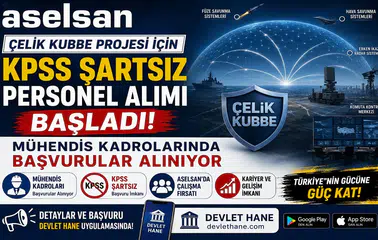ASELSAN Çelik Kubbe Projesi İçin KPSS Şartsız Personel Alımı Başladı! Mühendis Kadrolarında Başvurular Alınıyor