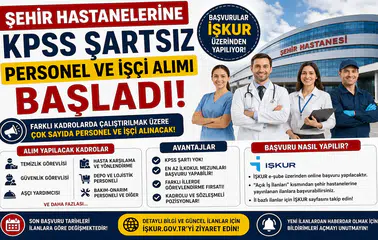 Şehir Hastanelerine KPSS Şartsız Personel ve İşçi Alımı Başladı! Başvurular İŞKUR Üzerinden Yapılıyor