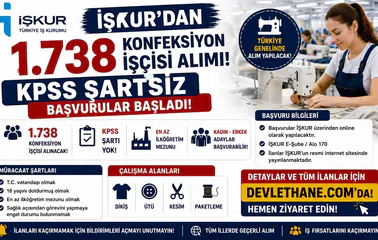 İŞKUR'dan 1.738 Konfeksiyon İşçisi Alımı! KPSS Şartsız Başvurular Başladı