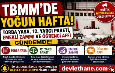 TBMM'de Yoğun Hafta! Torba Yasa, 12. Yargı Paketi, Emekli Zammı ve Öğrenci Affı Gündemde