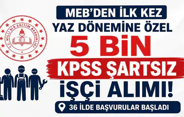 MEB'den İlk Kez Yaz Dönemine Özel 5 Bin KPSS Şartsız İşçi Alımı! 36 İlde Başvurular Başladı