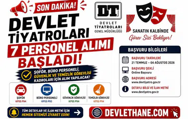 Devlet Tiyatroları 7 Personel Alımı Başladı! Şoför, Büro Personeli, Güvenlik ve Temizlik Görevlisi Alınacak