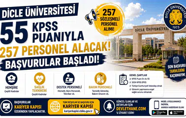 Dicle Üniversitesi 55 KPSS Puanıyla 257 Personel Alacak! Başvurular Başladı